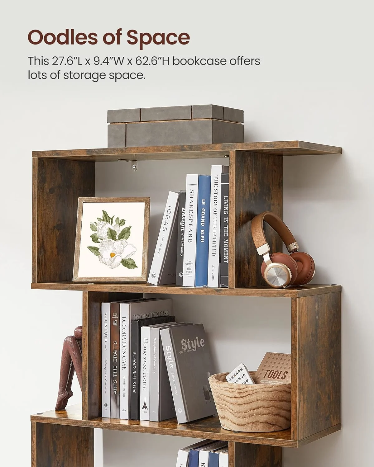 vasagle zigzag bookshelf 6