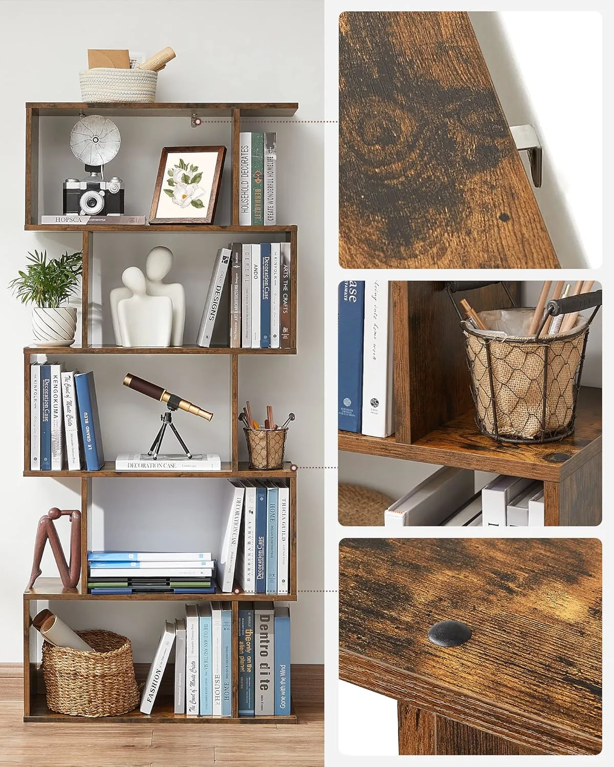 vasagle zigzag bookshelf 7