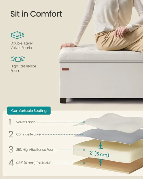 velvet storage ottoman bench 5