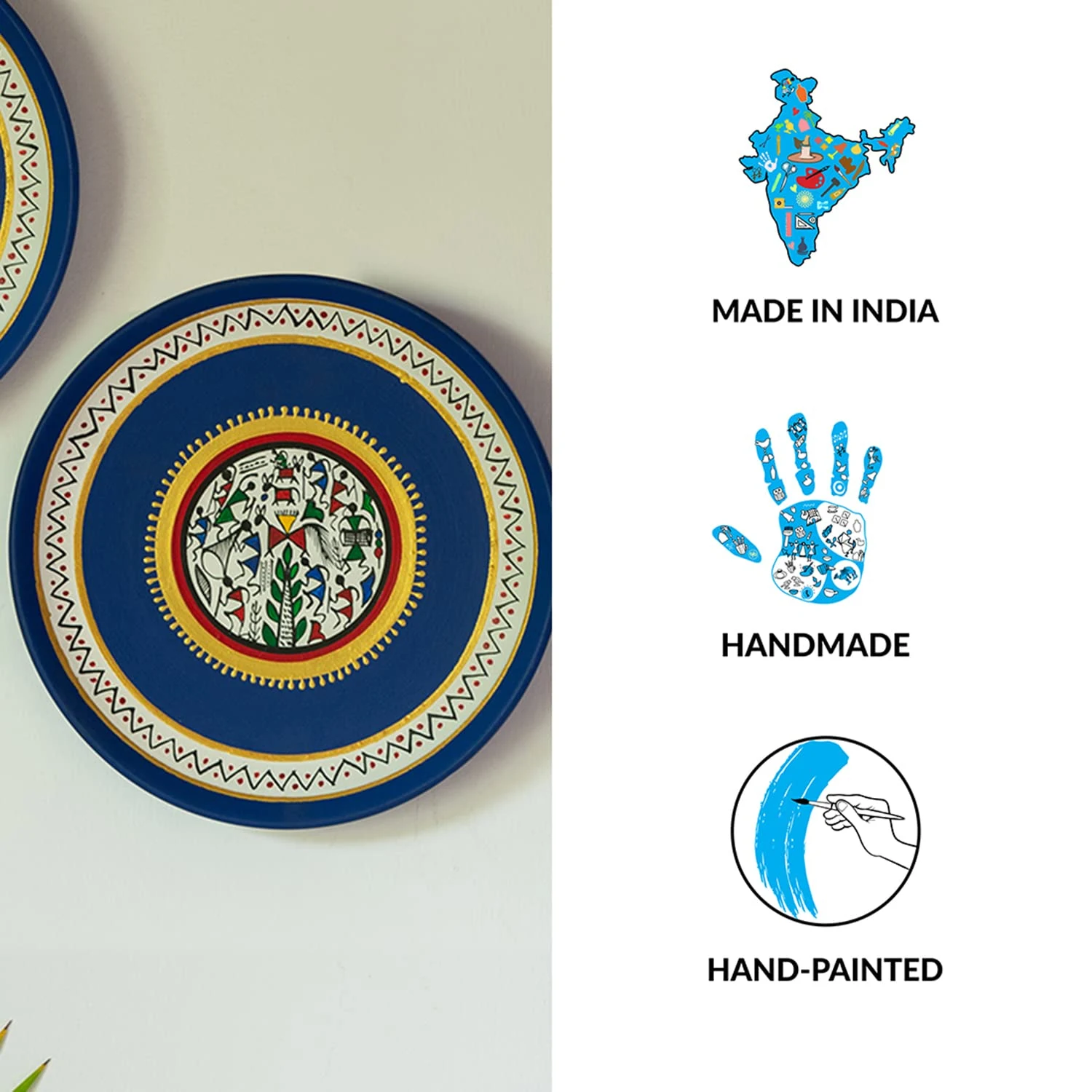 warli handpainted wall plates 5