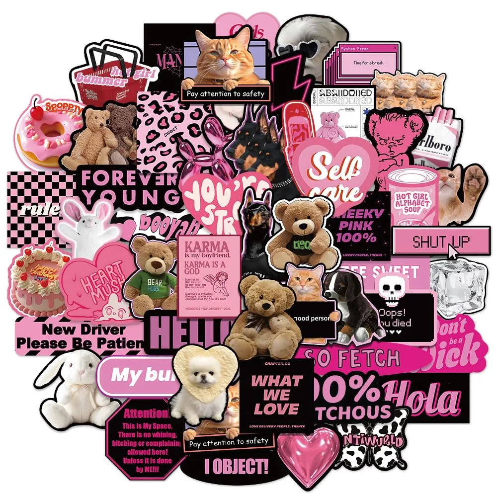 waterproof pink y2k stickers 1