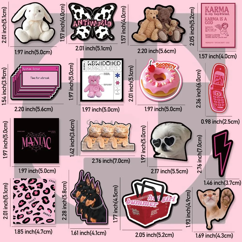 waterproof pink y2k stickers 4