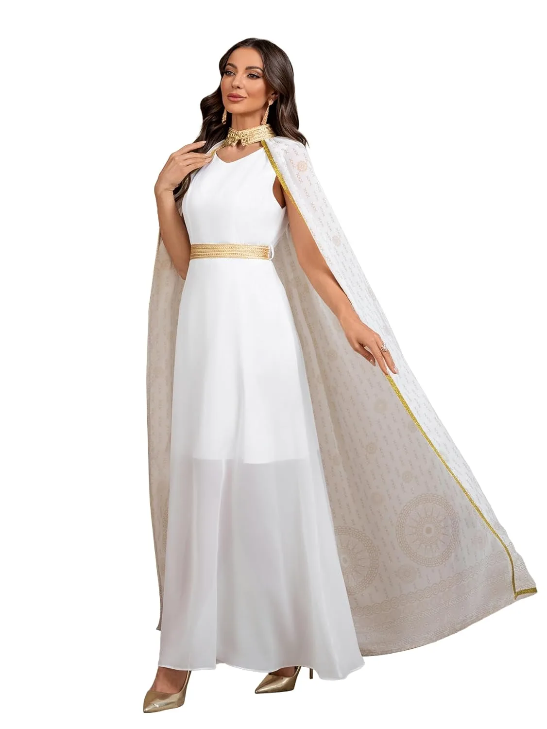 white gold cape dress 1