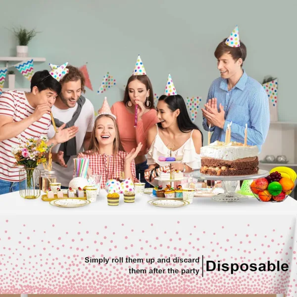 white pink dot tablecloths 4