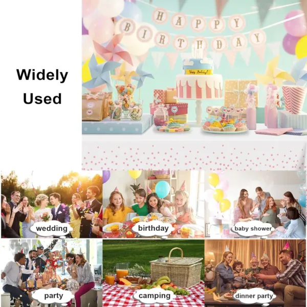 white pink dot tablecloths 5