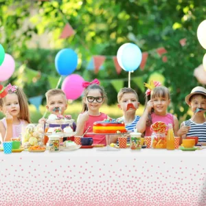 white pink dot tablecloths 7