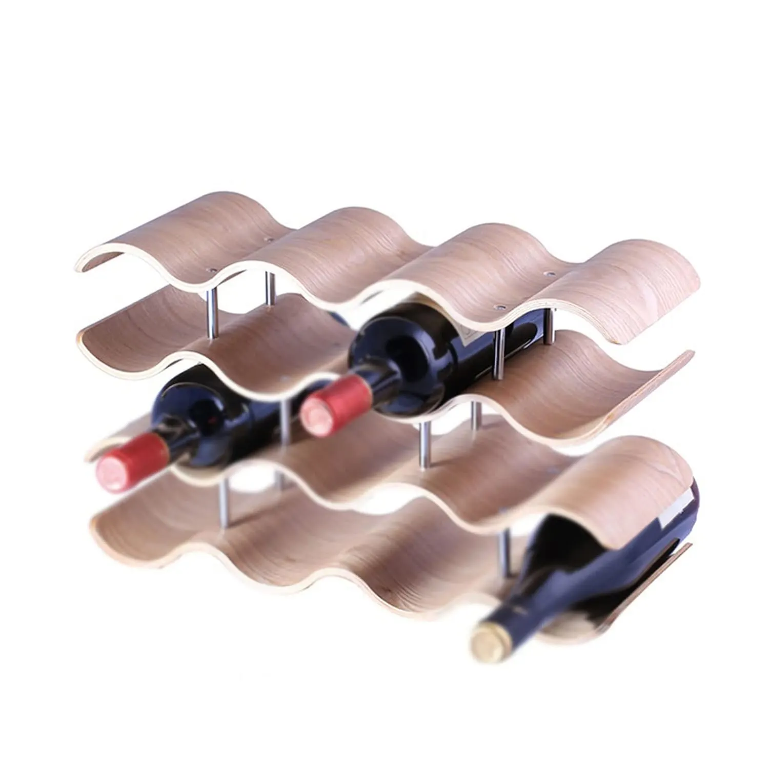 wine rack wooden wave 5