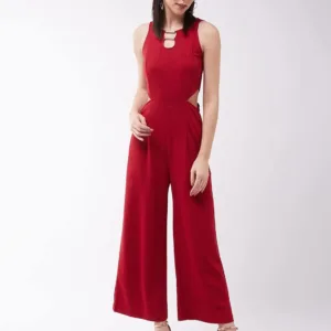 wine v neck jumpsuit 2