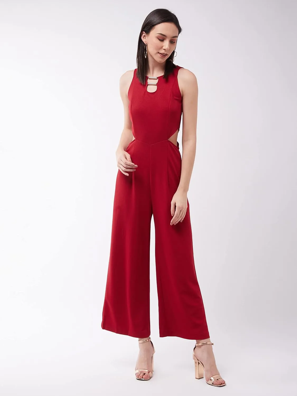 wine v neck jumpsuit 2