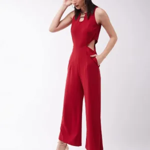 wine v neck jumpsuit 3