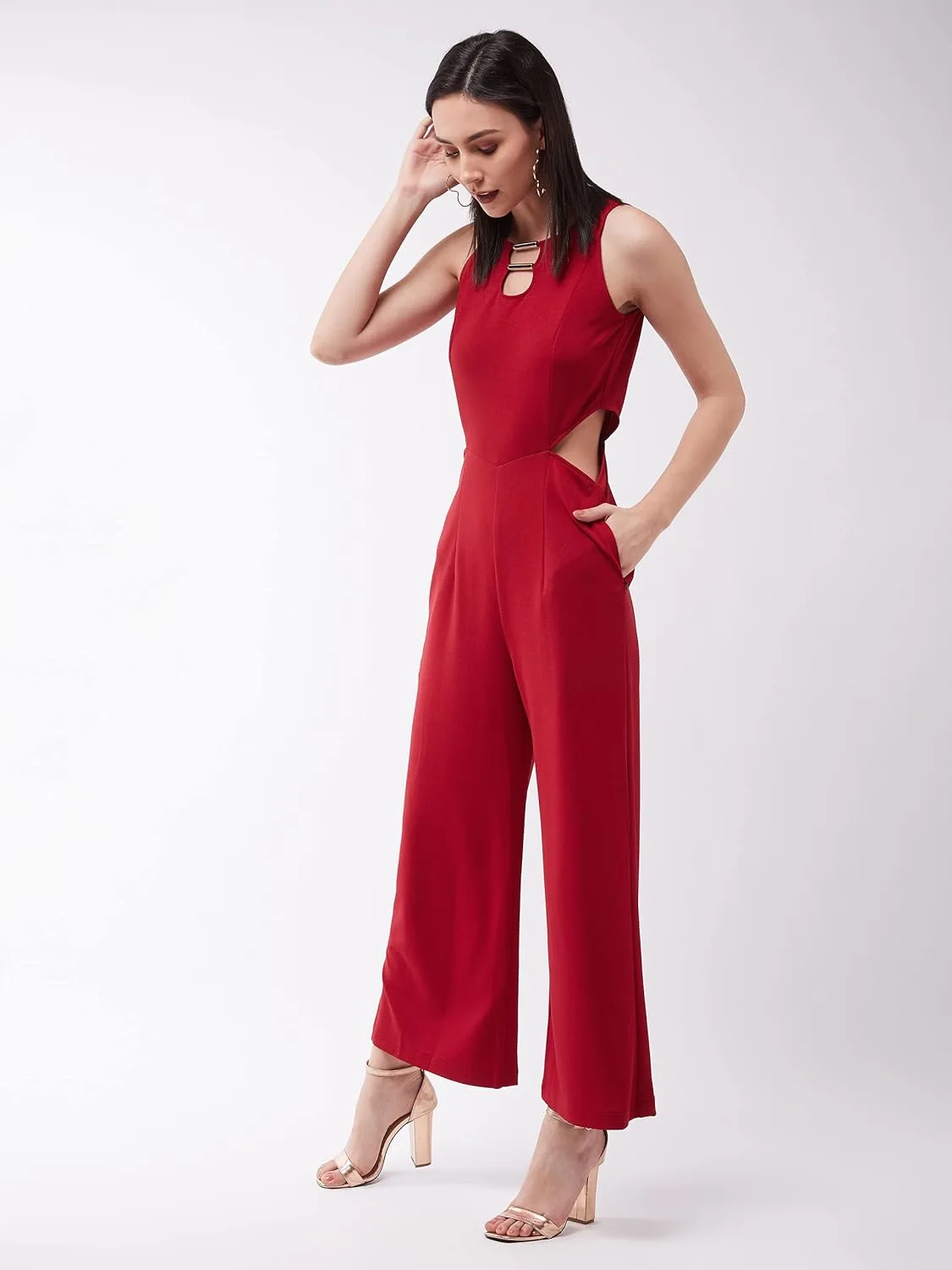 wine v neck jumpsuit 3