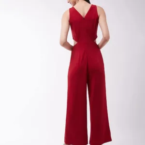 wine v neck jumpsuit 4