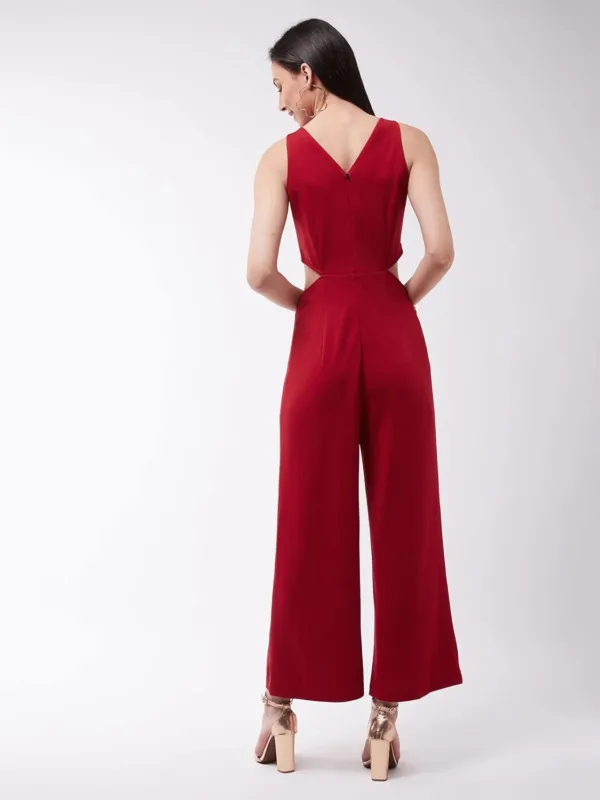 wine v neck jumpsuit 4