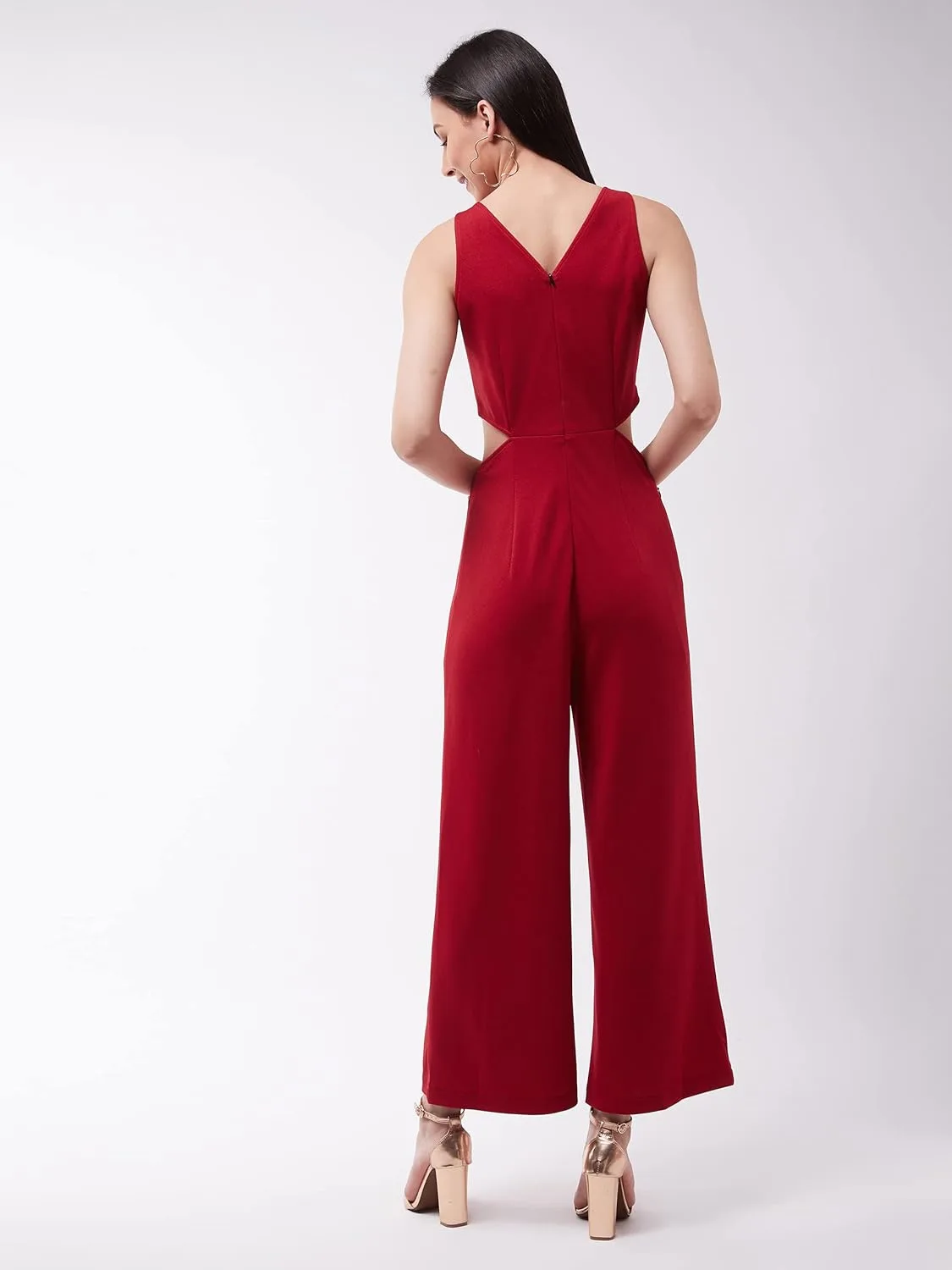 wine v neck jumpsuit 4