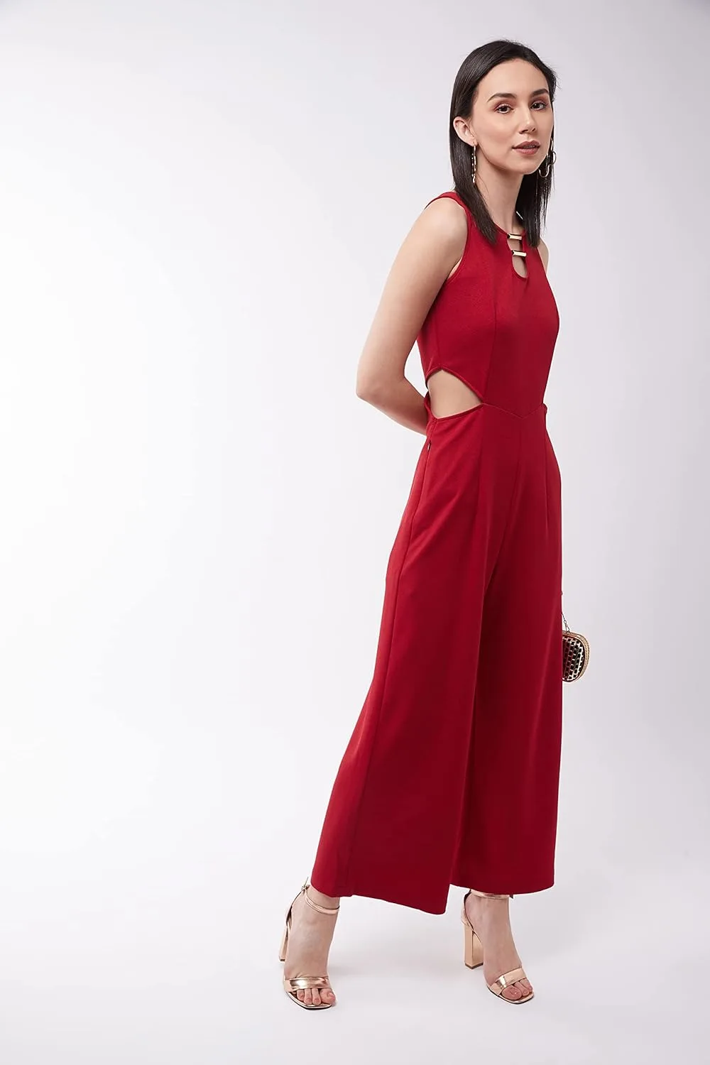 wine v neck jumpsuit 6