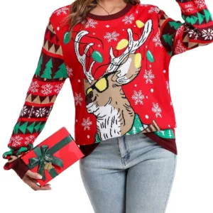 women christmas sweater reindeer 1