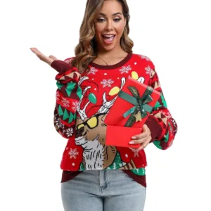 women christmas sweater reindeer 2