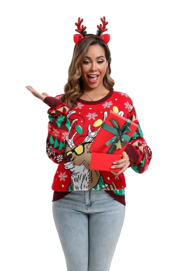 women christmas sweater reindeer 2