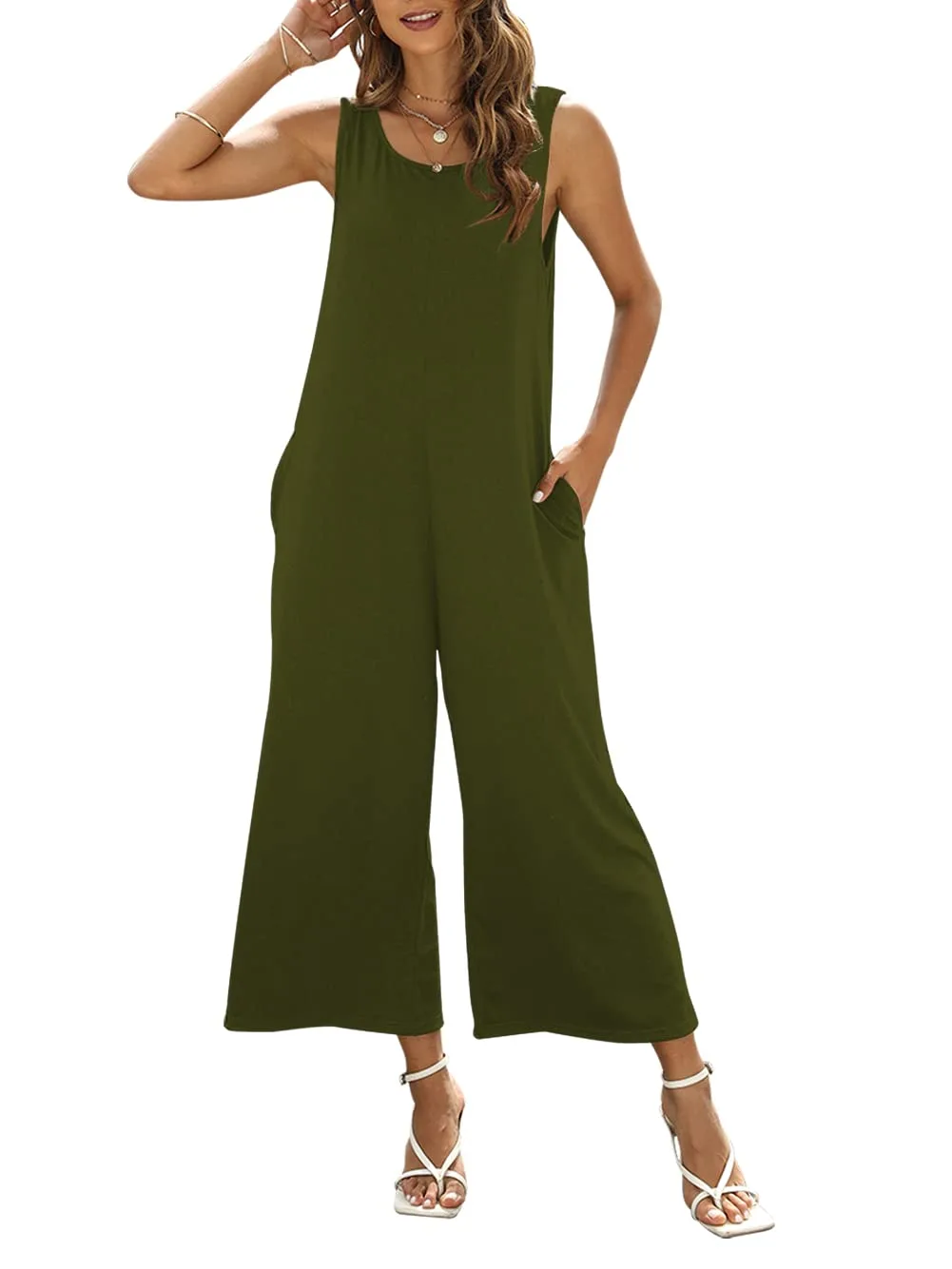 women sleeveless jumpsuit wide 5