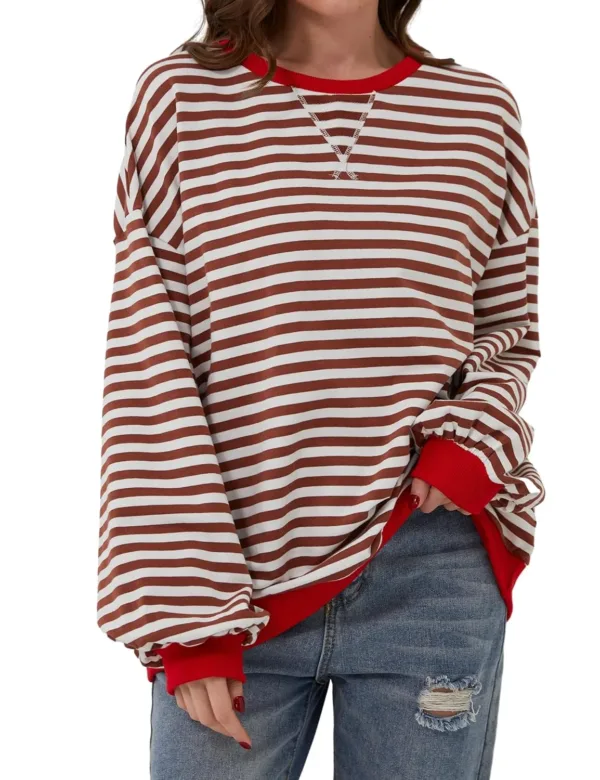 women striped oversized sweatshirt 1