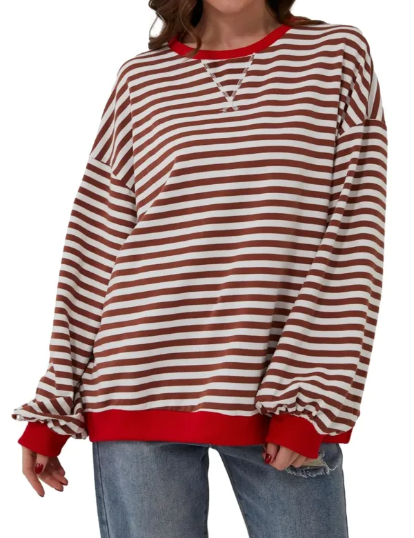 women striped oversized sweatshirt 2