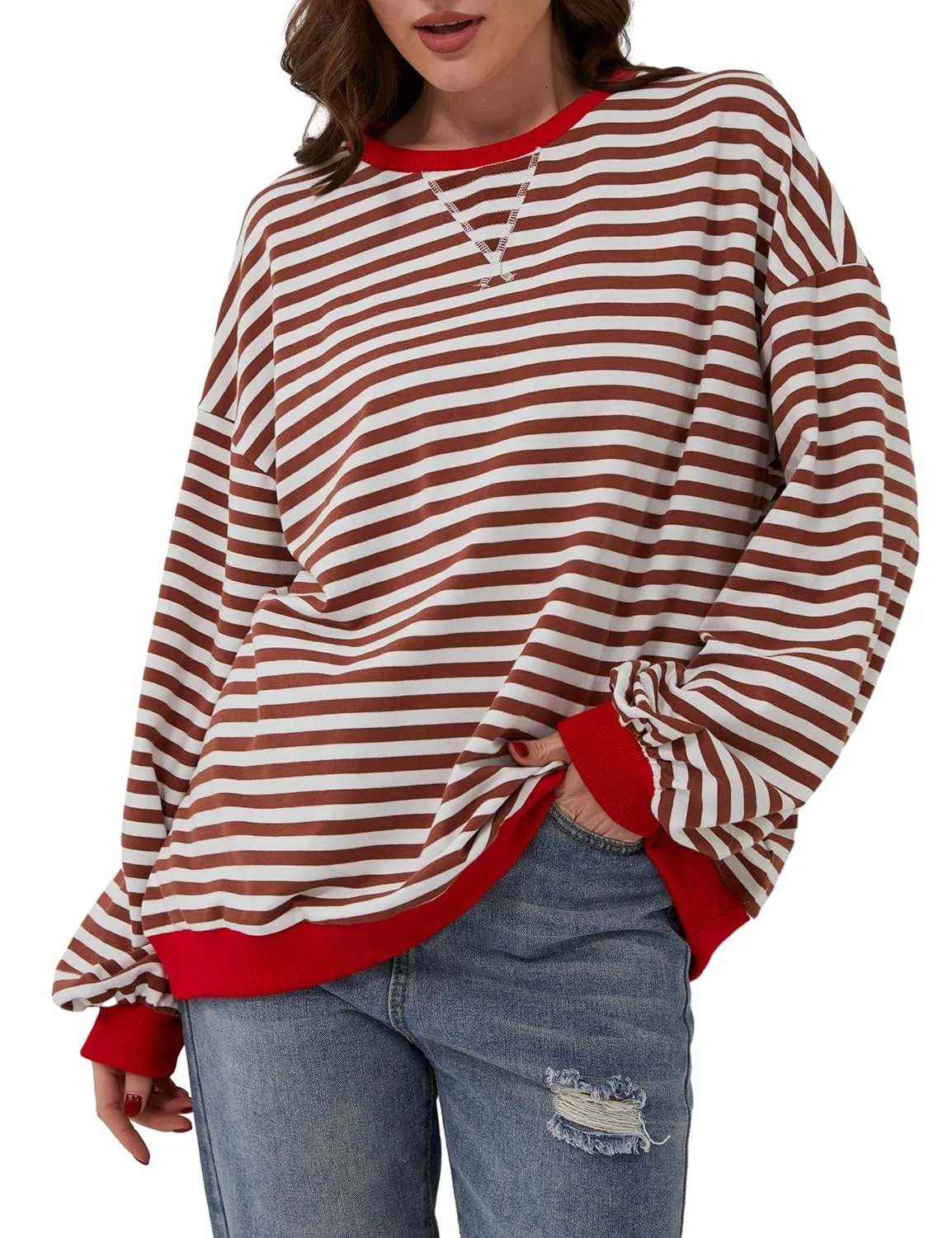 women striped oversized sweatshirt 4