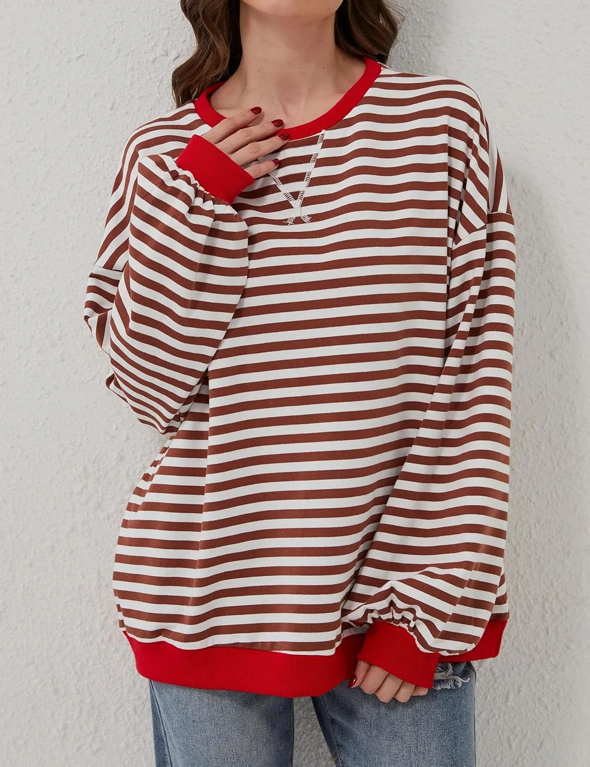 women striped oversized sweatshirt 5