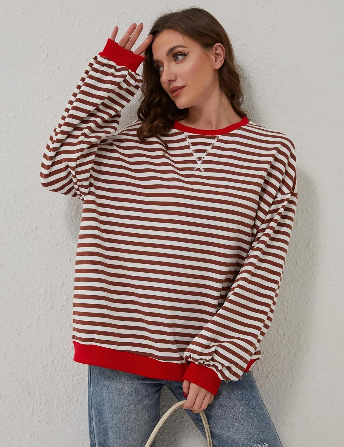 women striped oversized sweatshirt 7