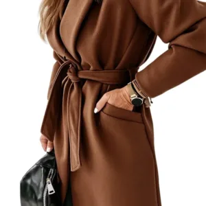 womens belted long coat 2