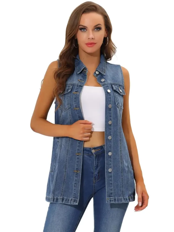 womens denim vest 1