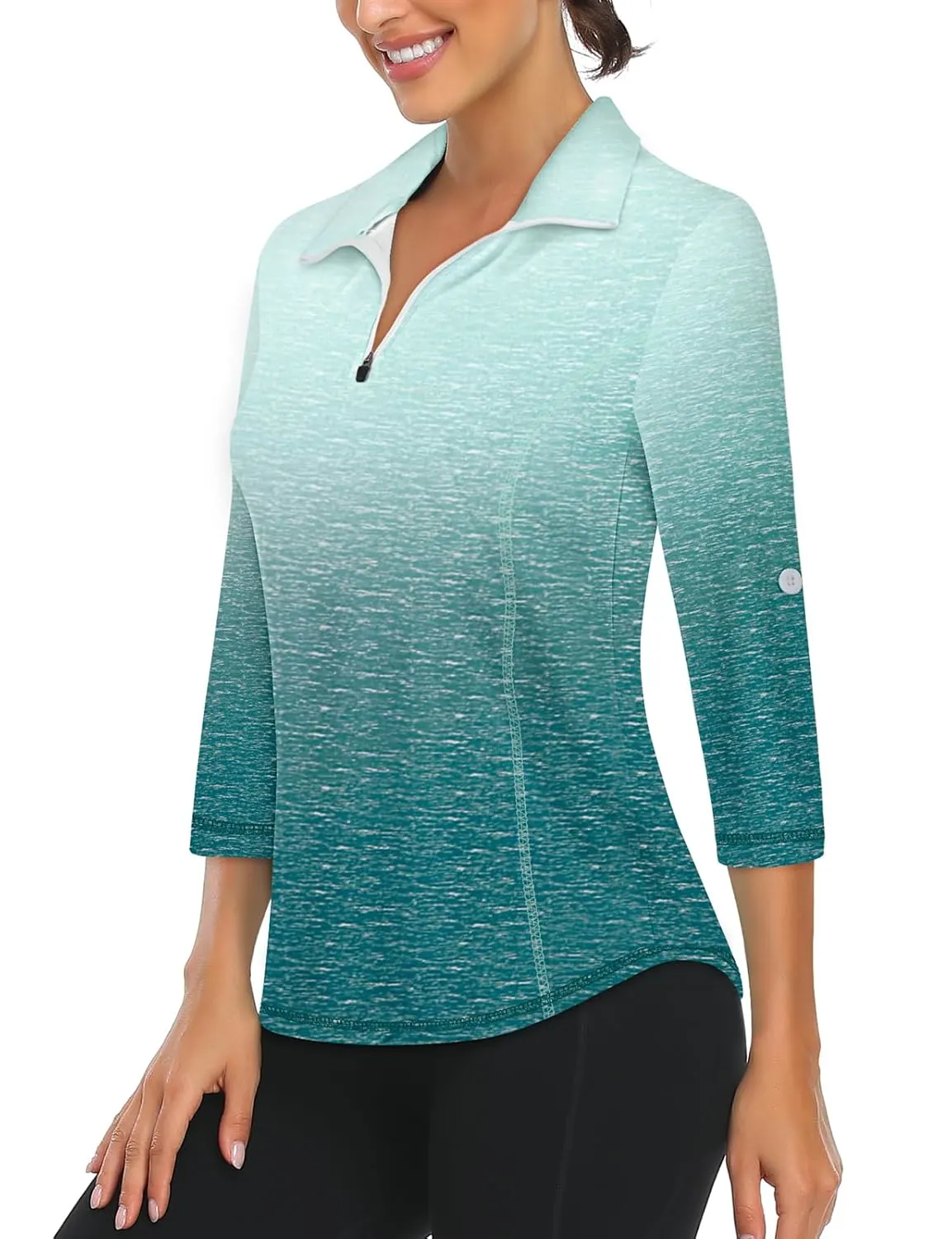 womens golf shirt zip 1