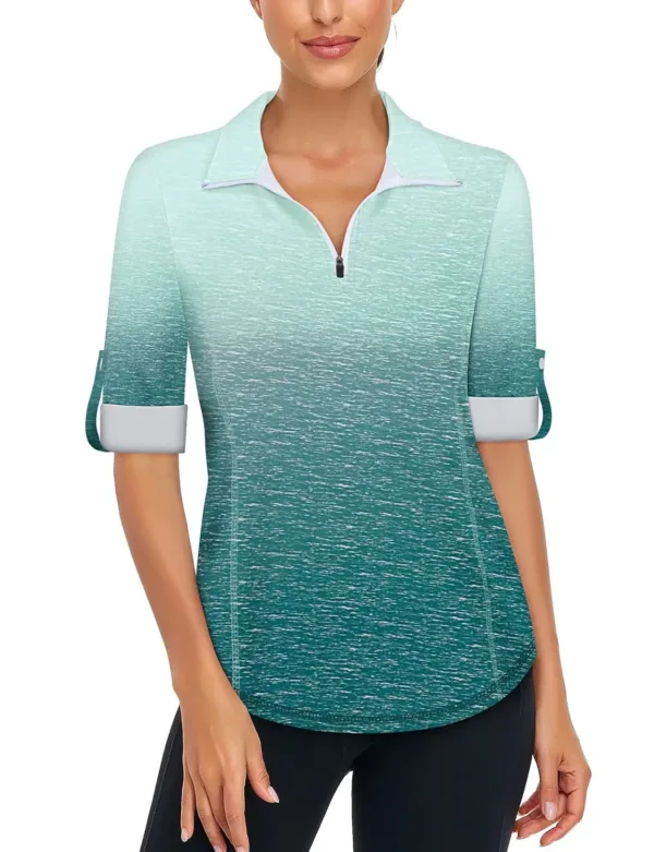womens golf shirt zip 2