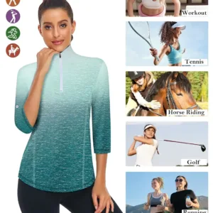 womens golf shirt zip 4