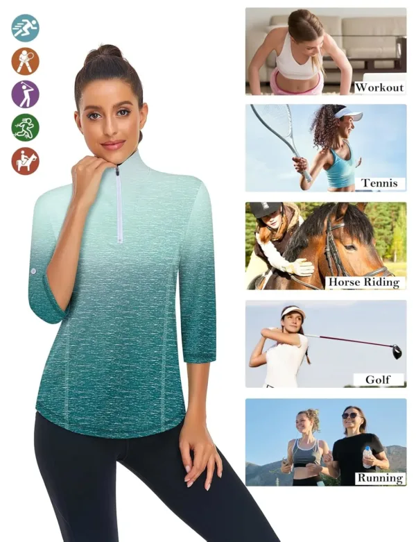 womens golf shirt zip 4