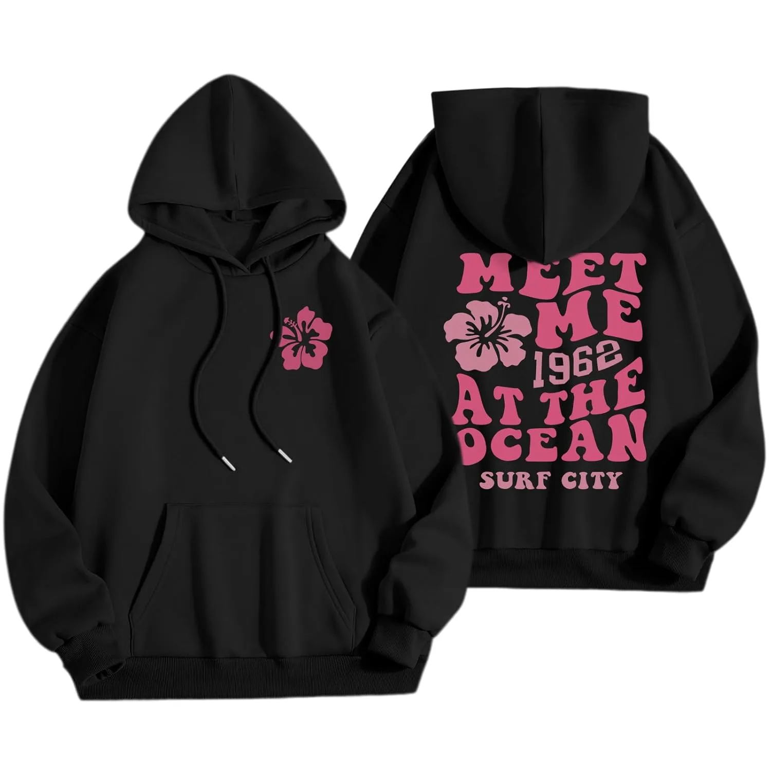 womens pink floral hoodie 1