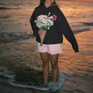 womens pink floral hoodie 4