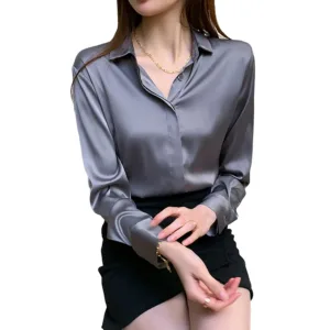 womens satin blouse silk 6