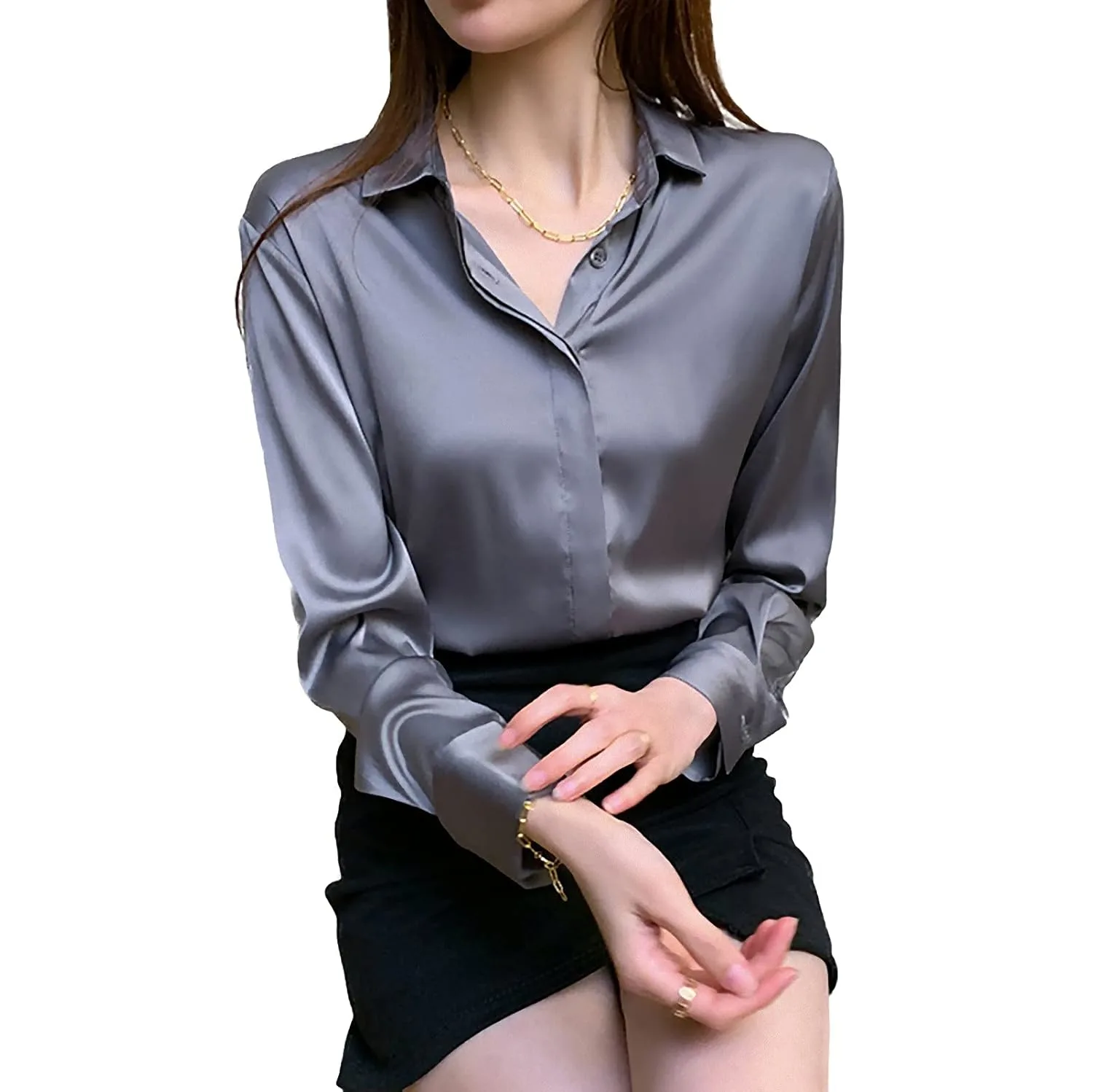 womens satin blouse silk 6