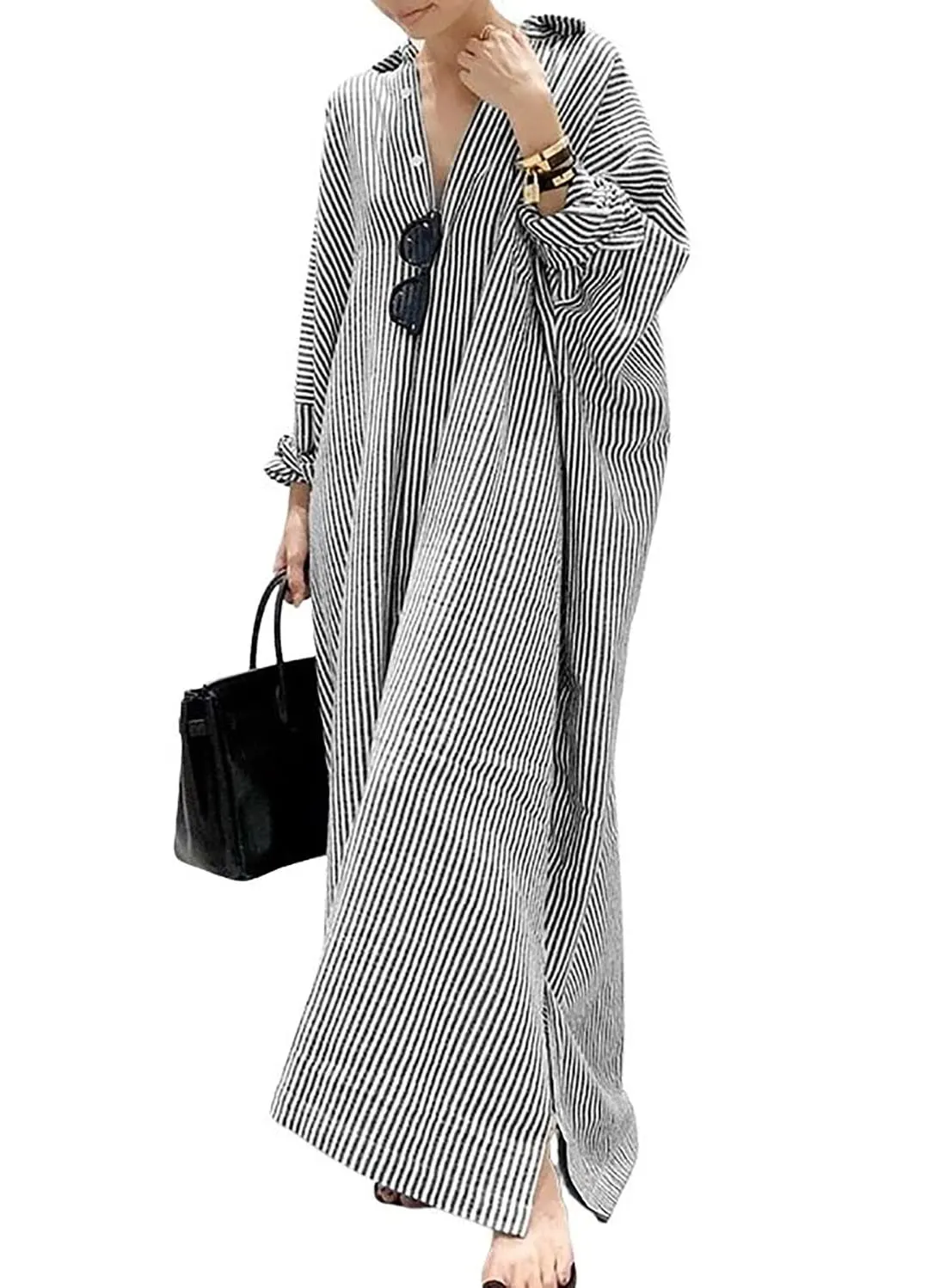 womens striped maxi dress 1