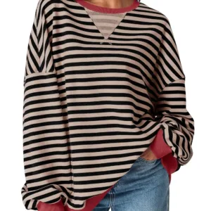womens striped sweatshirt 1