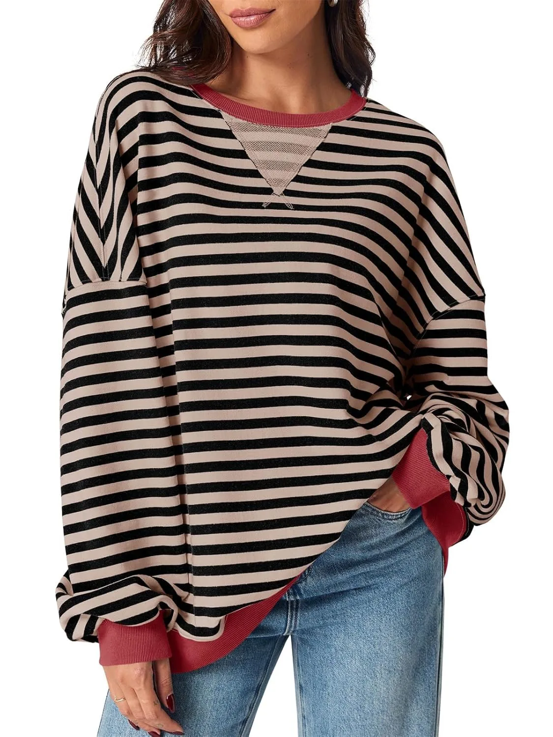 womens striped sweatshirt 1