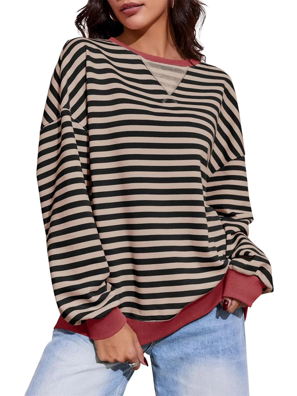 womens striped sweatshirt 2
