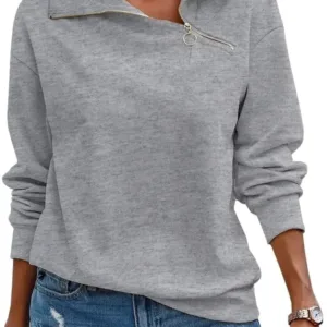 womens zipper sweatshirt lapel 1