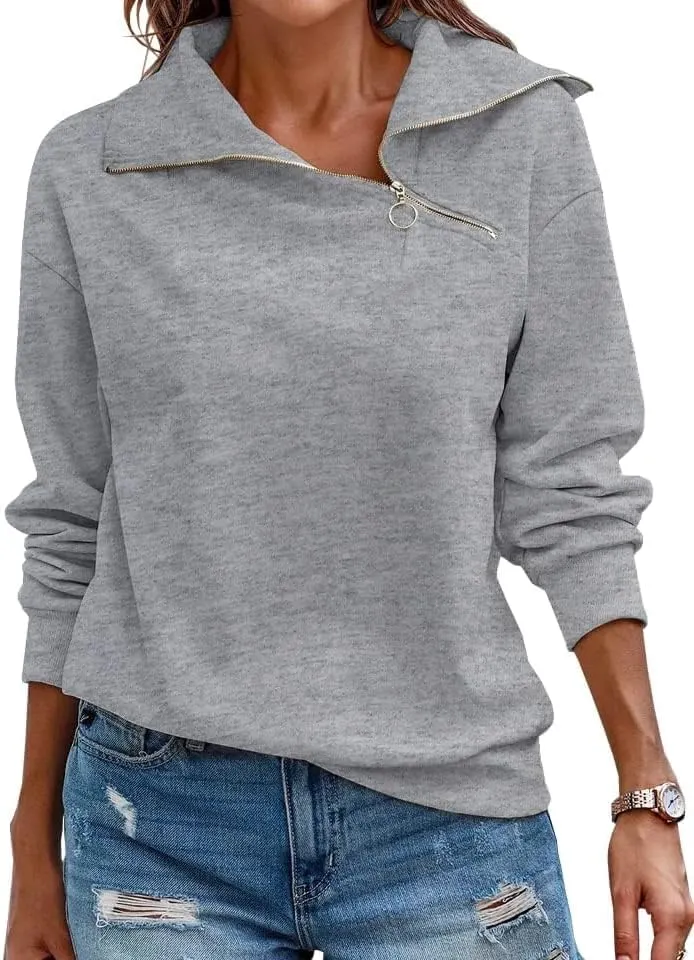 womens zipper sweatshirt lapel 1