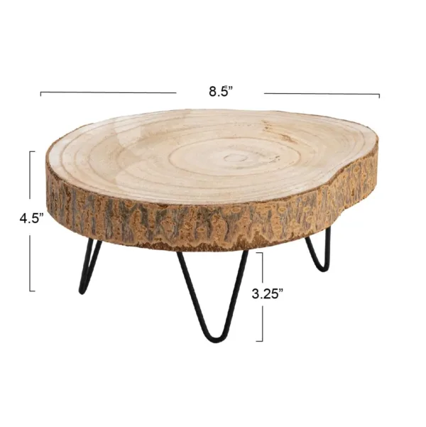 wood pedestal metal legs 2