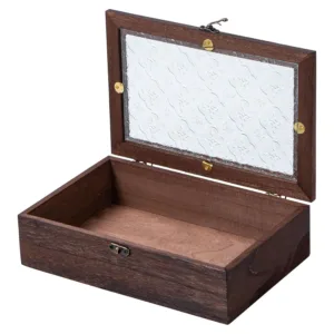 wooden storage box glass 1