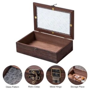wooden storage box glass 3
