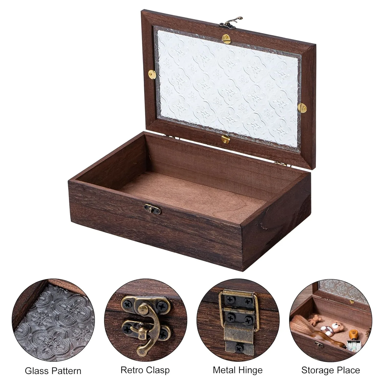 wooden storage box glass 3