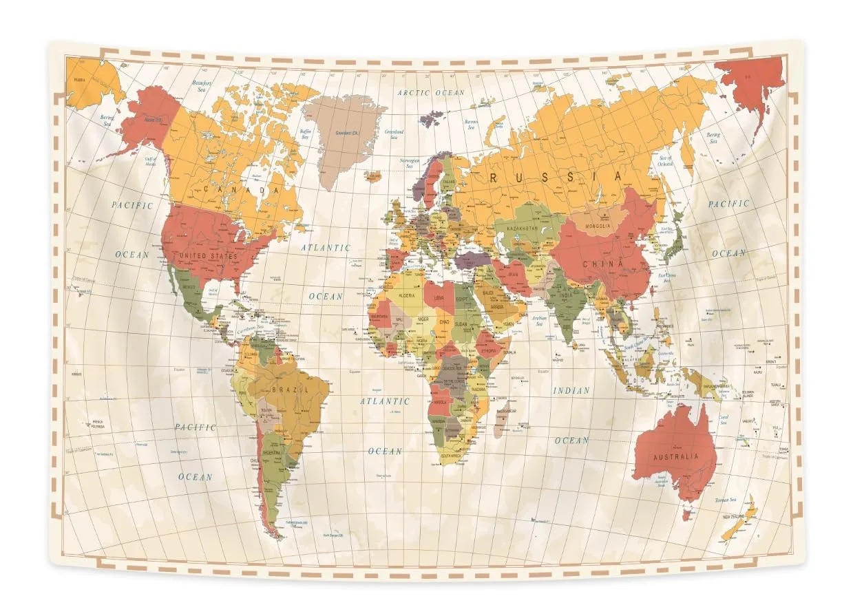 world map tapestry 1