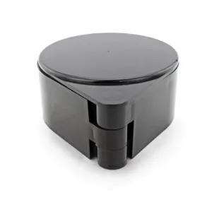 This is a black, plastic PAMLER 3-tier bar glass rimmer with compartments for salt and sugar.